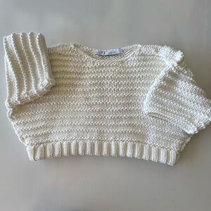 IRO Paris Briane Chunky Knit Thick Sweater Cropped MEDIUM Ivory White